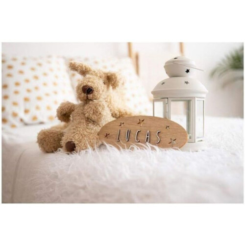 Decorative plaque - Vintiun - Customizable - Star pattern - Adhesive wood 8.519 cm 2