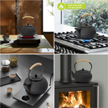 900ML Cast Iron Teapot Pattern Japanese Style Coffee Tea Water Pot Kitchenware with Tea-Strainer Tea Pot Household B