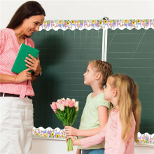 2 Rolle Pinnwand-Bordüre, Blumen-Bulletin-Bordüre, Tulpen-Blumenbesatz-Bordüre für Schule, Klassenzimmer, Tafel, Kreidetafel