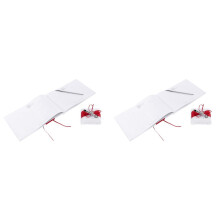 2X Wedding Livre D'Or avec Porte-Stylo Ensembles Satin Bows Signature Livre avec Diamants Amour Forme pour Décorations de Fête-Rouge Blanc