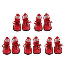 5Pairs Red PU Doll Shoes for 18 Inch Dolls Dress Up Doll Footwear