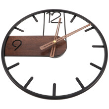 1Ssfeervolle Metalen Wandklok Zwart Met Hout Decoratief Voor Thuis