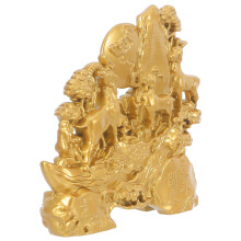 Gouden Geitenstandbeeld Gelukssymbool En Bureauteen Decor