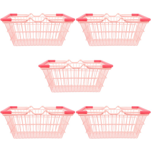 5St Roze Metaal Winkelmand Mini Multifunctionele Opslag En Decoratie