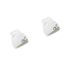 2St Unisex Skimuts Wit, Rekbare Gebreide Winterhoed, Hem En Haar