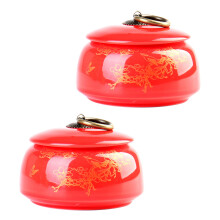 2 decoratieve keramische potten voor thee en voedselopslag