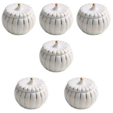 6Pcs White Porcelain Steamed Egg Bowl with Lid Easy Clean Kitchenware