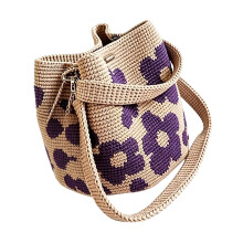 Gehäkelte Blumenhandtasche, elegante Strand-Häkeltasche,-Lila