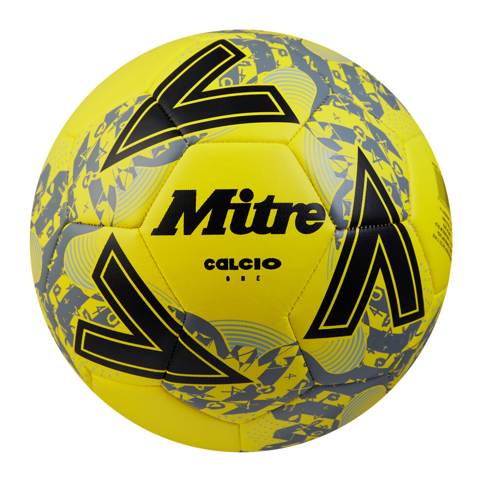 Mitre (5, Fluorescent ) Calcio 24 Football Yellow/Black/Grey