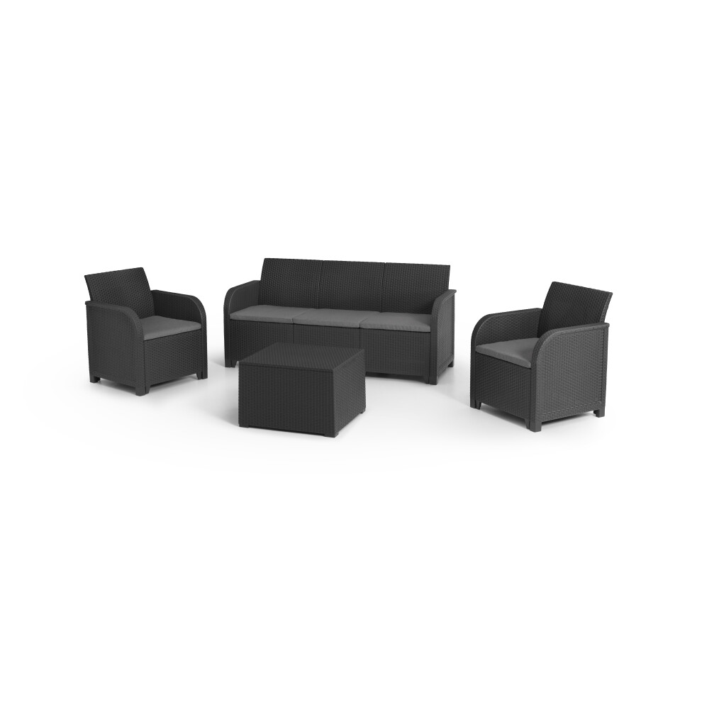 Keter Rosalie 5 Seater Lounge Set Black