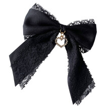Broche élégante en dentelle noire et strass, faite à la-Non. 3