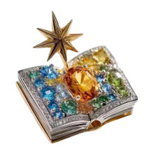 Eight Pointed Star Brooch with Sparkling Stones Hnadmade Lapel