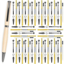 20 Pack Slimline Pen Kit - 7mm Wood Turning Twist Pen Kits with Refills, Brass Hardware & 5 Finishes for DIY Woodworkers