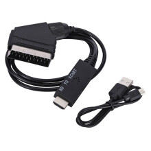 Adapter Cable Low Power Consumption with USB Power Cable -Compatible to Scart Audio Video Adapter Plug and