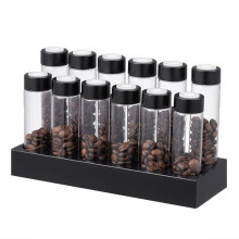 Conteneur de Stockage de Grains de Café, Présentoir, Bouteille de Tube de Thé en Noyer, Verre Expresso, Accessoires de Café, Outil