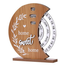 Wooden Calendar Home Porch Decoration Office Desktop Decoration Manual Rotating Desk Calendar Sweet House A