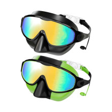 2 Pair Youth Swimming Glasses Wide View-All black camouflage
