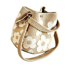 Gehaakte bloem handtas Elegante strand gehaakte tas-Wit