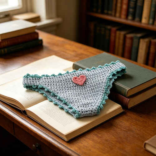 Unique Knitted Bookmarks Crochet Underwear Shape Corner Page-7 2