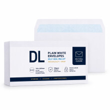 DL Plain White Envelopes (5 Pack) - DL Self-Seal Wallet, 100gsm, 110x220mm