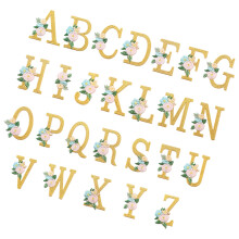 26Pcs Flower Letter Iron On Patches Appliques For Garment