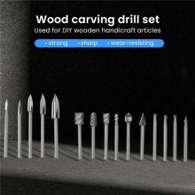 15 Pieces Wood Carving and Engraving Drill Bit Set, Engraving Drill Accessories Bit for DIY Wood Crafts Supplies