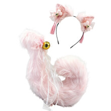 Kattenoor en Wolf Vossen Dierenstaart Cosplay Kostuum-Roze