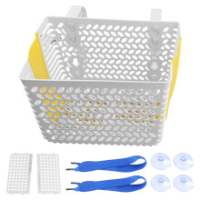 Poolside Storage Basket, Swimming Pool Storage Basket, Above Ground Pool Basket, Suction Cup Storage Basket White