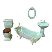 Educational Toy Bathroom Set For Kids Pretend Play-Light Green