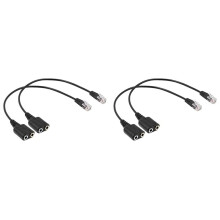4X Headset Adapter RJ9 Plug Dual 3.5 mm Audio Socket Socket to Plug RJ9 Plug Adapter Converter Cable for Telephone