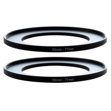 2X Metal 55mm-77mm Camera Step Filter Ring Adapter 55-77