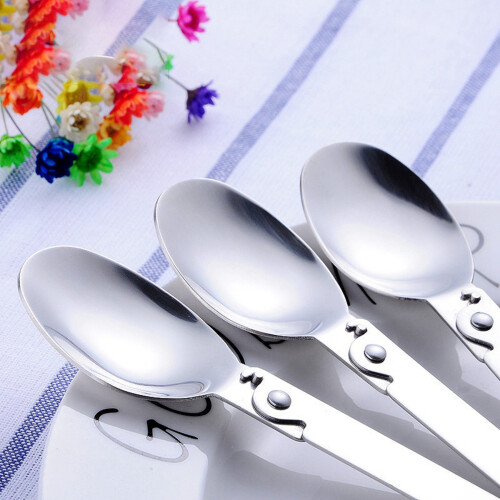 2X Folding Small Spoon Folding Tablespoon Portable Tableware Outdoor Camping Tableware Stainless Steel