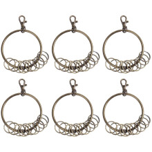 6X Bronze Tone Carabiner Prisoner Keyring 10 Loops Key Chain 7.6cm