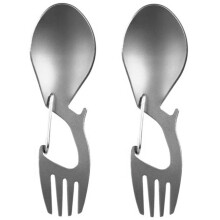 2X 3 in 1 Camping Picnic Titanium Spoon Tableware Titanium Fork Ultralight Pure Titanium or Stainless Steel Spork