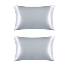 2X Both Sides Natural Pure Silk Pillowcase for Hair and Skin, 600 Thread Count 50X75cm-Silver Gray