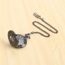 6X Vintage Steampunk Black Roman Numerals Necklace Quartz Pendant Pocket Watch Gift