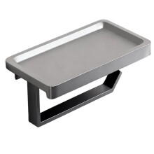 Porta Carta Igienica Scuro da Parete con Ripiano, Alluminio di Alta Qualità, Ideale per Bagno e Cucina