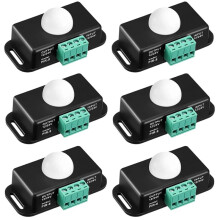 Confezione da 6 Interruttori con Sensore di Movimento PIR da 12 V e 24 V, Rilevatore di Movimento A LED A Infrarossi con Timer per Strisce Luminose A