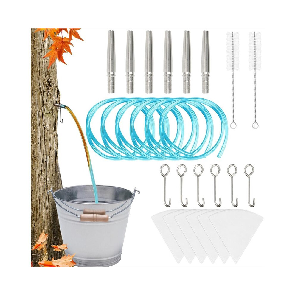 6 Sets Maple Syrup Tapping Kit -Stainless Maple Tap Spiles & Hooks, Tubing,Filters,For Maple Syrup Tap Supplies Home Use 6032810462727