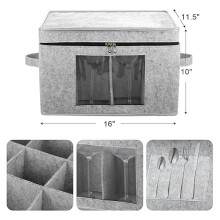 Caja para Guardar Copas de Vino con Tapa, Contenedor Rígido para Copas con 12 Divisores, Caja para Empaquetar Cristalería.