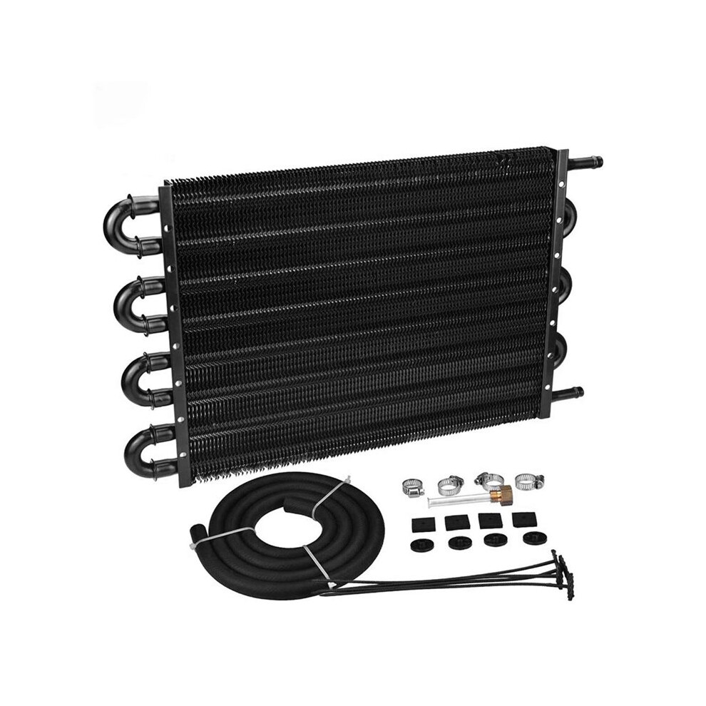 8 Rows Aluminum Remote Transmission Oil Cooler Radiator Converter Kit Universal 5/16" Id Transmission Cooler Lines Cool 4712812079377