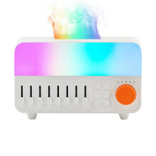 Luftbefeuchter mit Weißem Rauschen, Aromadiffusor, 7-Farbiger Flammenlampe und -Lautsprecher für Schlaf, Zuhause, Büro und Desktop B
