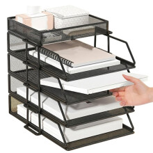 5-Stufiger Schreibtisch-Organizer, Stapelbare Ablage, Büro-Schreibtisch-Organizer, Akten- und Schreibtischhalter für Papier, Briefzubehör, Schwarz