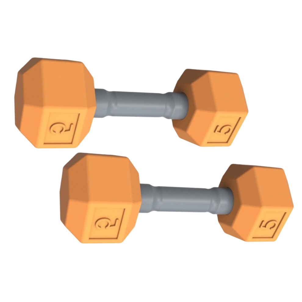 2 Pieces Safe Soft Silicone Baby Dumbbell Toy For Infant-Orange
