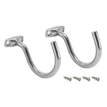 Pack of 2 Wall Hooks Set for Pool Cue Bridge Stick and-silver