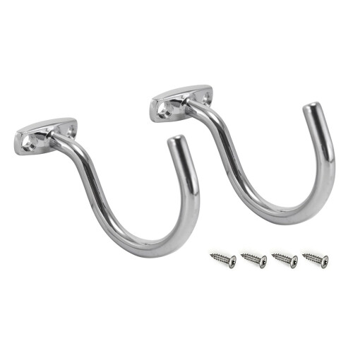 Pack of 2 Wall Hooks Set for Pool Cue Bridge Stick and-silver