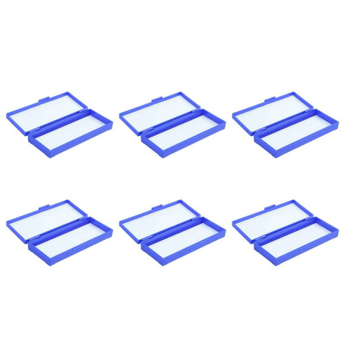 6X Plastic 50-Place Microslide Slide Microscope Box,
