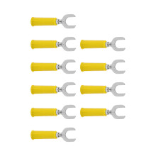 J.20020 10 piezas Conector banana de 4 mm tipo horquilla/pala Amarillo