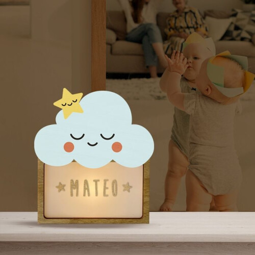 Decorative plaque - Cloud - Poplar wood - Customizable adhesive - 8.5 x 19 cm 2