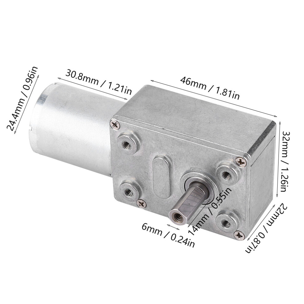 12/24V Brushless Worm Motor 6RPM Gearbox